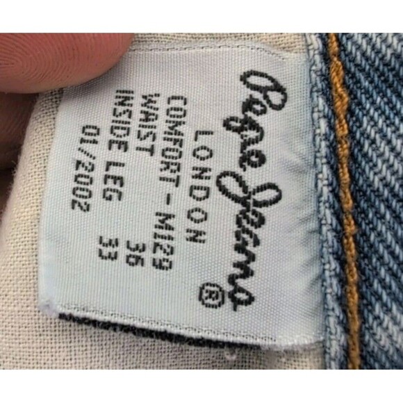 Pepe Jeans ORIGINAL PEPE COMFORT Jeans Y2K Distressed Relaxed Fit Size 36x33 - Picture 2 of 16
